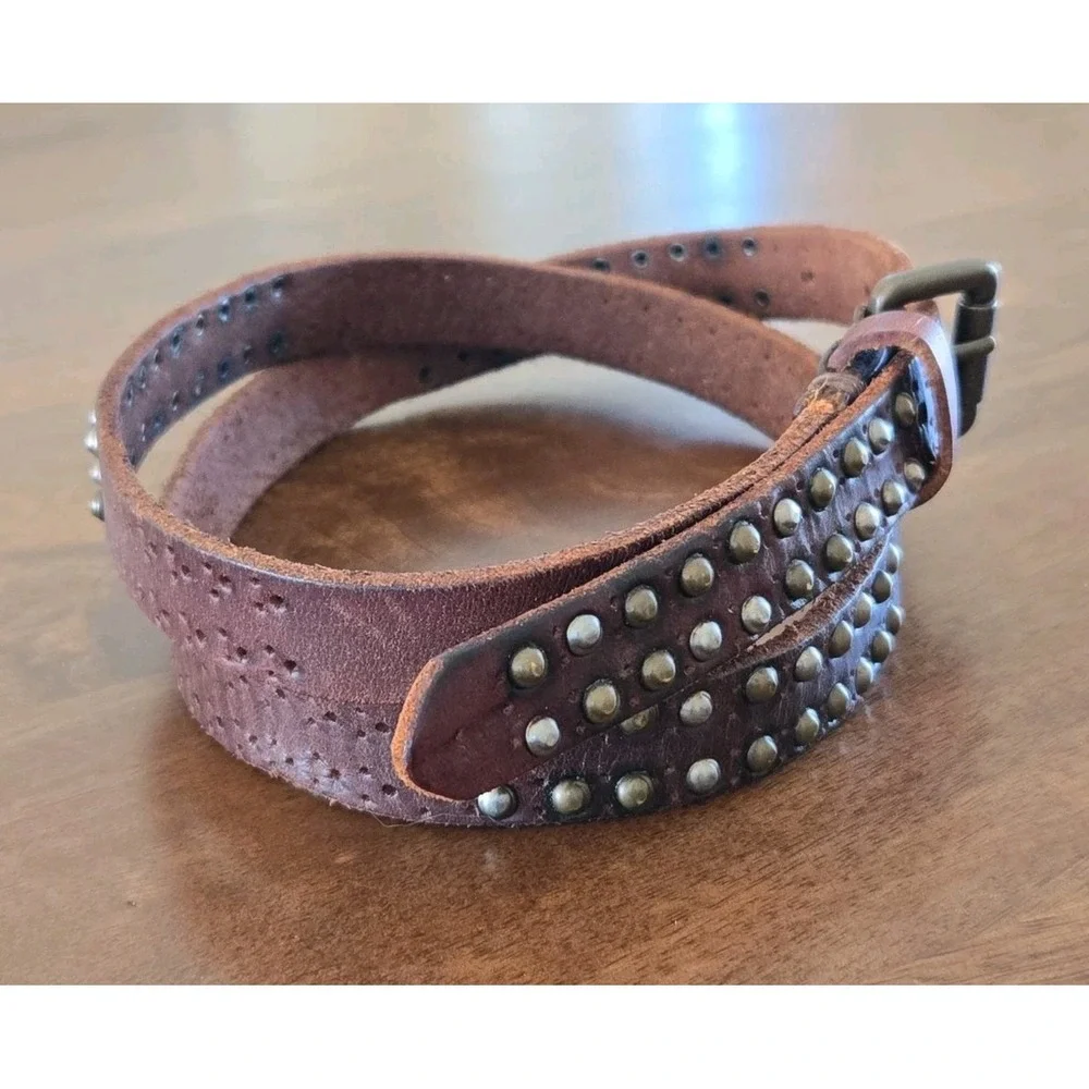 Liebeskind Belt LKB 207 Brown 90CM/35INCHES Thin Width Belt Studded Ladies